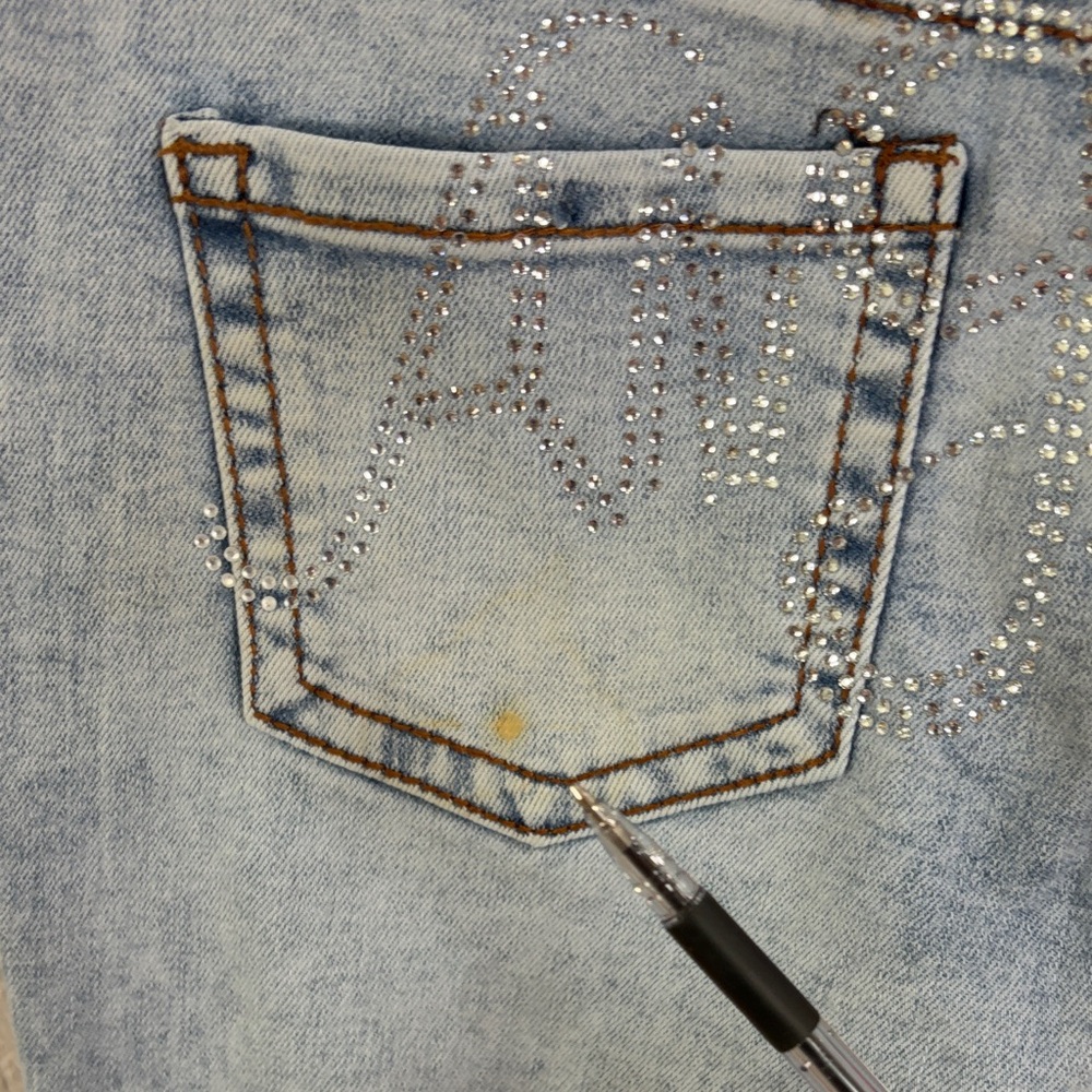 Telepatia Heart Embroidered Light Blue Bootcut Jeans,Size 11/30 - Picture 3 of 17